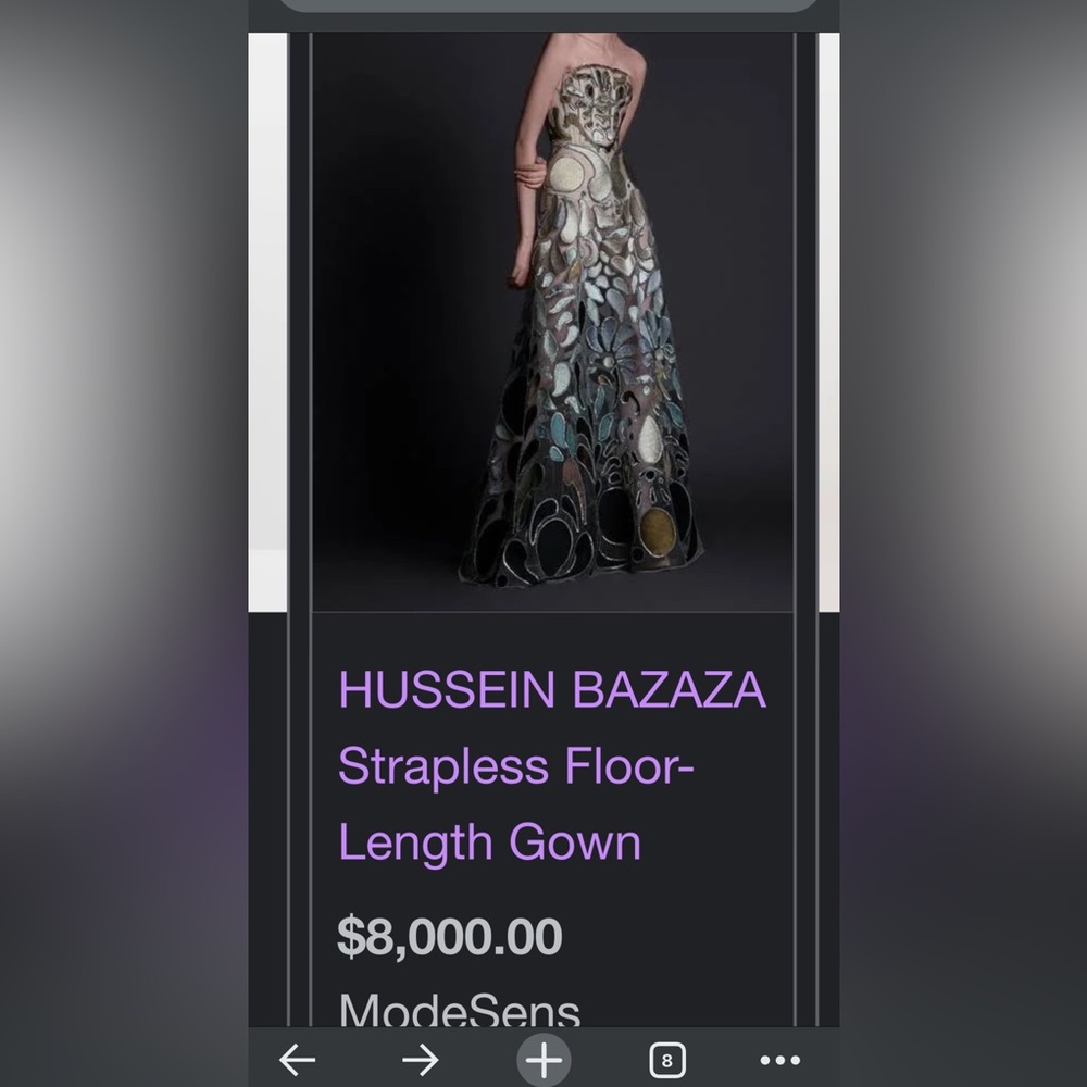 Hussein bazaza strapless floor length gown